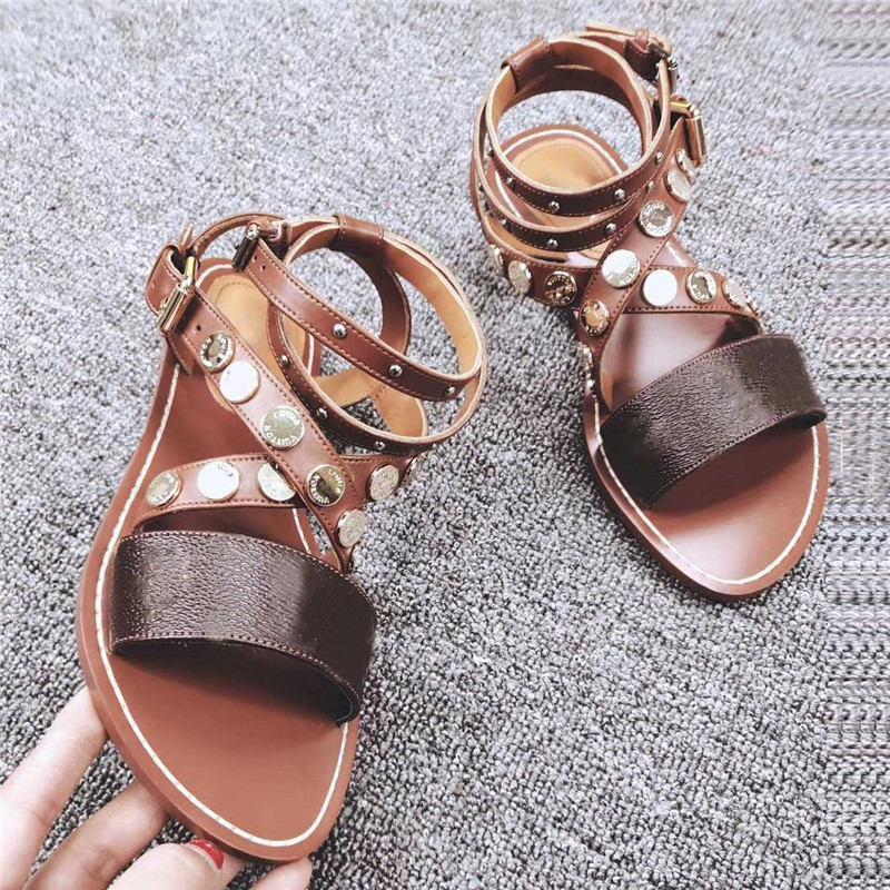 Designer Shoes Women Classic Designer Sandals Metallic Flake Ankle High Lace Up Flats Outdoor Shoes With Box