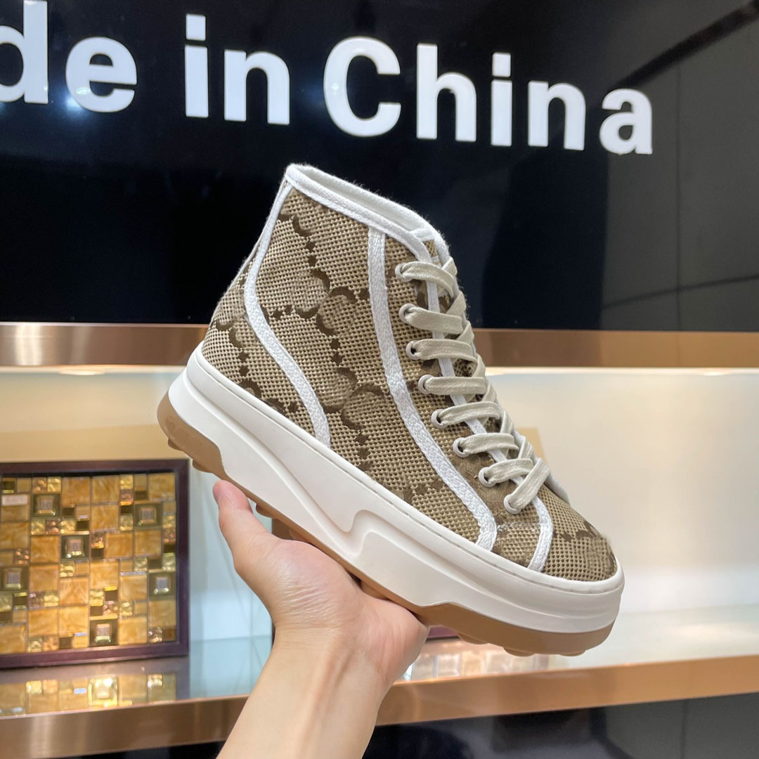 shoes women designer shoes high top jacquard weave canvas shoes low top sneakers mens shoes thick sole size35-41 with box