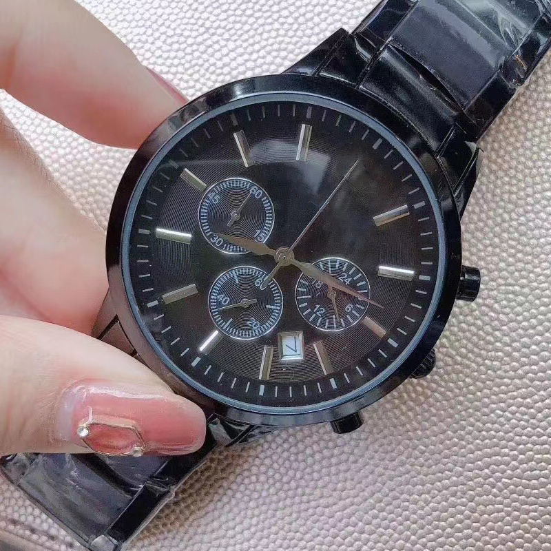 New Men's Watch Imported Quartz Movement Mineral Tempered Glass Mirror Puppet Hong Kong Watch Strap Invisible Double Lock